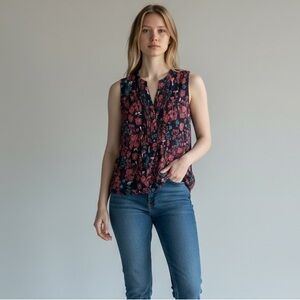 Nathalie Lété Paris 100% Silk Size 14 Sheer Blue Mushroom Bunny Button Up Tunic